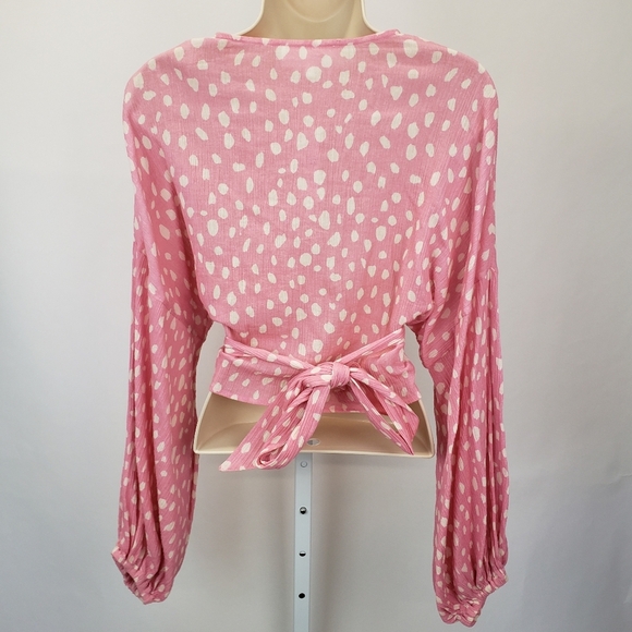 Anthropologie crop wrap pink long sleeve top NEW - Picture 5 of 10